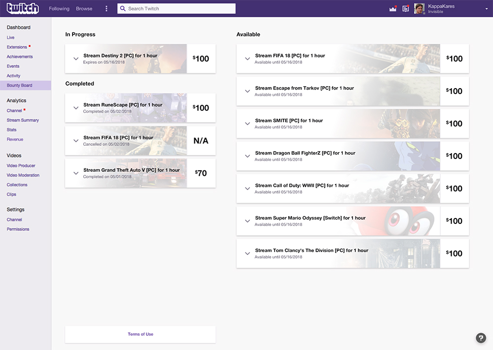 Bounty Board Twitch